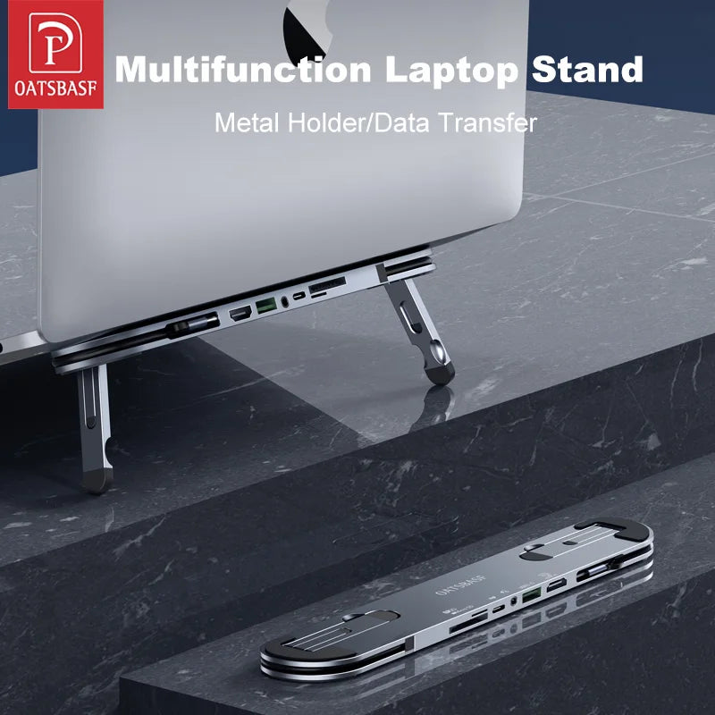 Oatsbasf Laptop Stand – Foldable Mini Riser, Cooling Mount for MacBook Air/Pro, iPad, Dell, Lenovo, Xiaomi