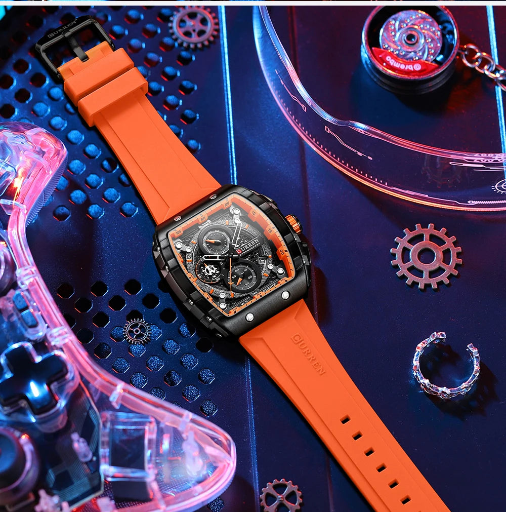 CURREN Men's Fashion Watch – Unique Square Design, Luxury Quartz Sport, Waterproof