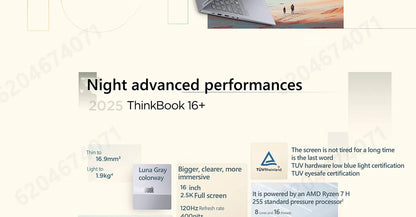 Lenovo ThinkBook 16+ 2025/2026 – AMD Ryzen 7 H 255 / AI 7 H 450, 24/32GB DDR5, 16" 2.5K 120Hz
