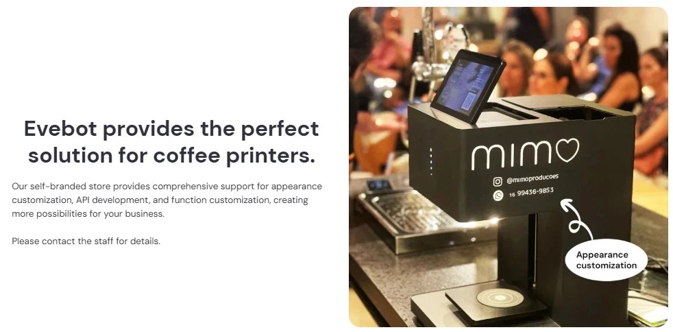 EVEBOT 3D Latte Art Coffee Printer – Automatic Beverage Food Selfie Printer, WiFi