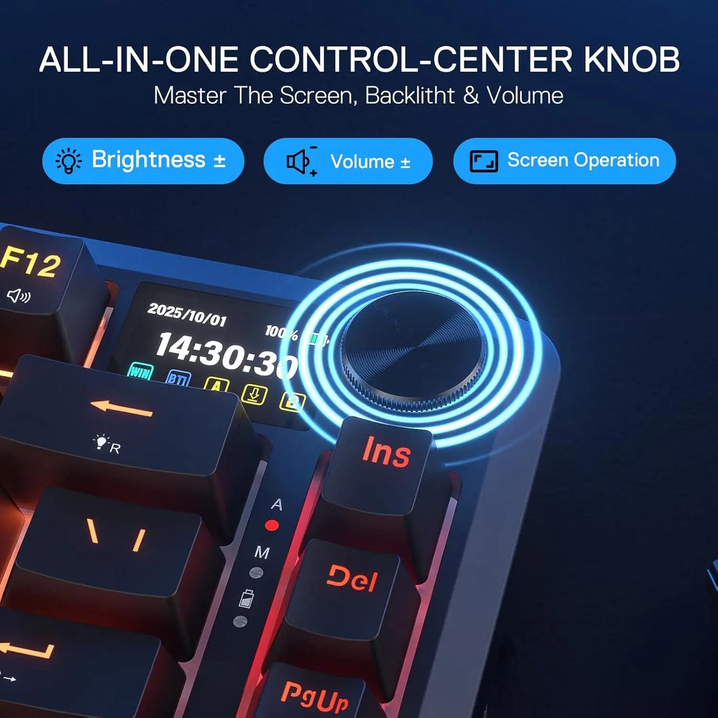 Redragon K724 PRO Wireless Gasket Mechanical Keyboard – 81-Key, TFT Display, Knob Control