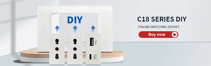 DELEFU Tempered Glass Wall Socket with USB-C Fast Charging – Schuko/Italy