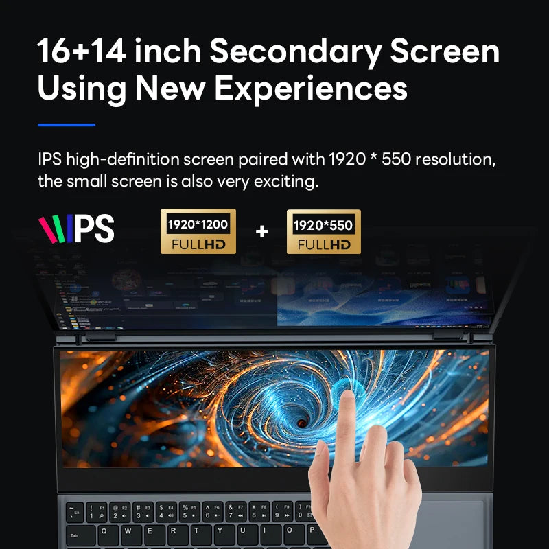 BYONE Dual Screen Gaming Laptop — Intel 10th Gen, Up to 64GB DDR4, Up to 4TB SSD, Windows 11, Touch Display