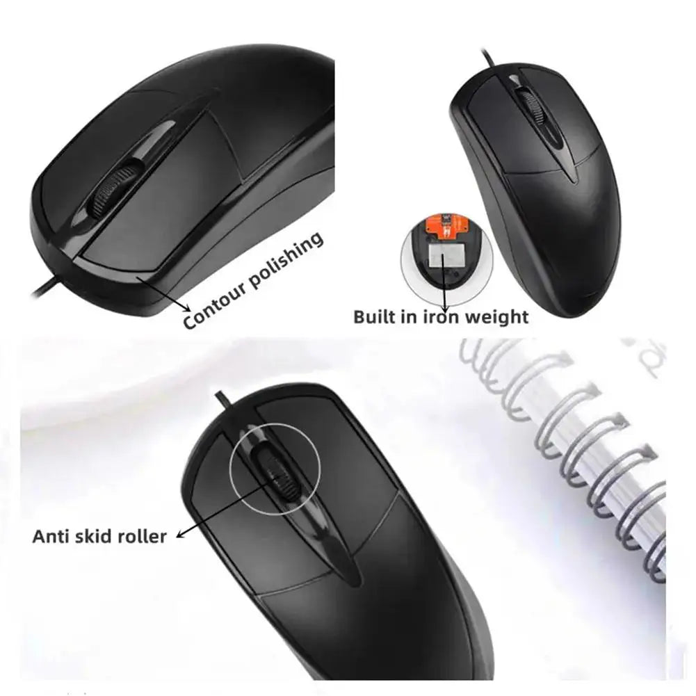 Silent Wired Mini Mouse – Ergonomic, 100cm Cable, for Laptop & PC