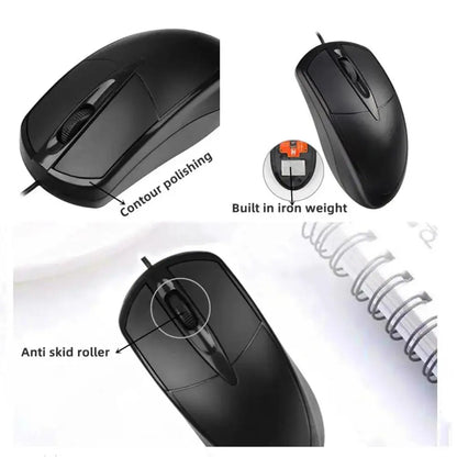 Silent Wired Mini Mouse – Ergonomic, 100cm Cable, for Laptop & PC