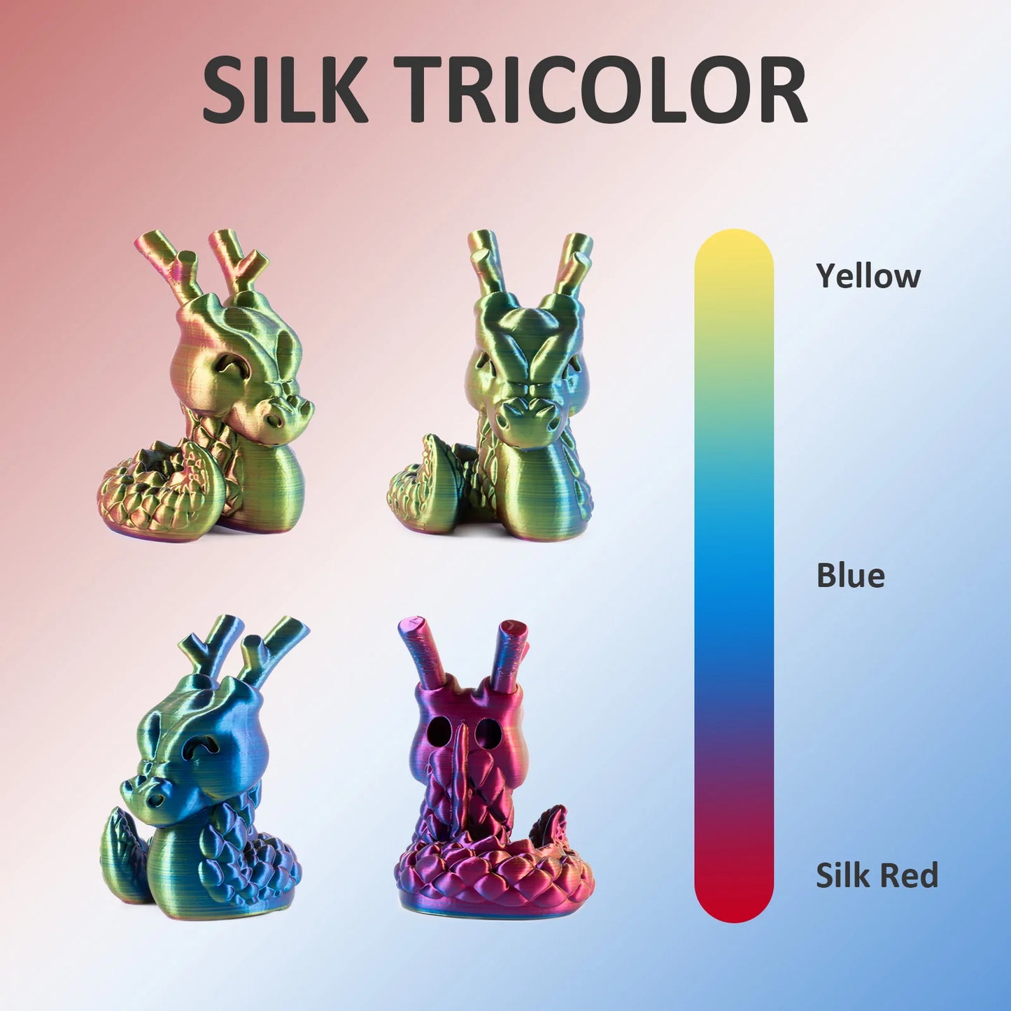 Geeetech Tri-Color Silk PLA Filament 1.75mm – 1KG Spool, Vacuum Packed