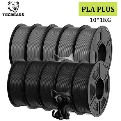 TECBEARS PLA+ Filament – 10KG Bundle, 1.75mm, Multi-Color, High Toughness, No Bubbles for FDM Printers