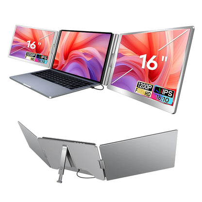 16" Laptop Screen Extender – FHD Triple Monitor for 12-18.5" Laptops