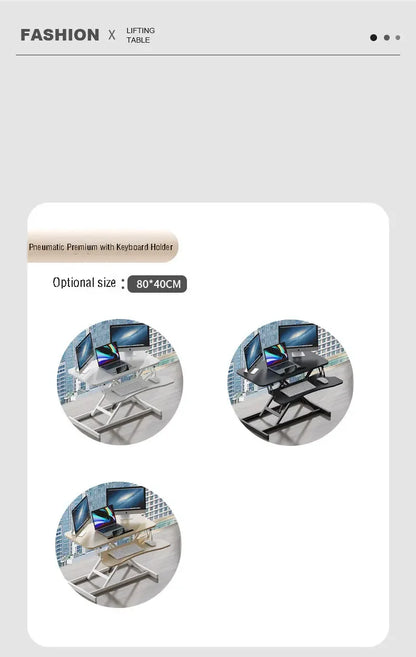 Height Adjustable Folding Standing Computer Desk with Keyboard Tray for Home Office Gaming Lift Laptop Table Stand Workbench