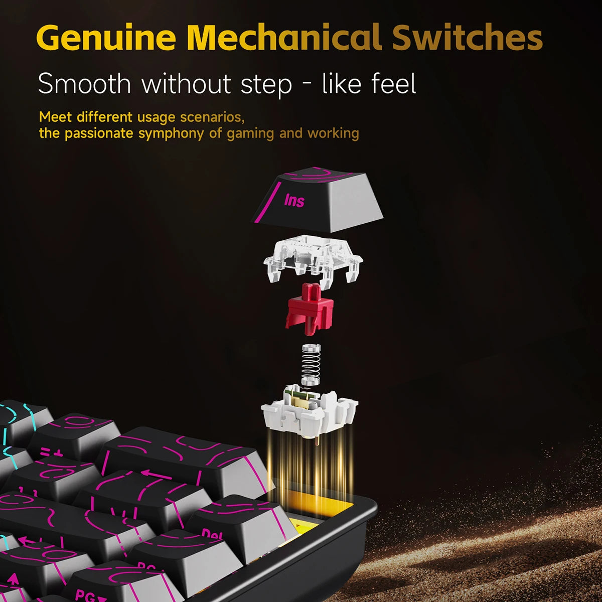 AJAZZ NK68 V2 Gaming Mechanical Keyboard | Hot-Swap | RGB Backlight | 68 Keys | Red Switch | USB
