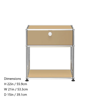 Stainless steel R.E.D. Shopping metal nightstands with storage cabinets, modern bedroom furniture for living room or bedroom use.