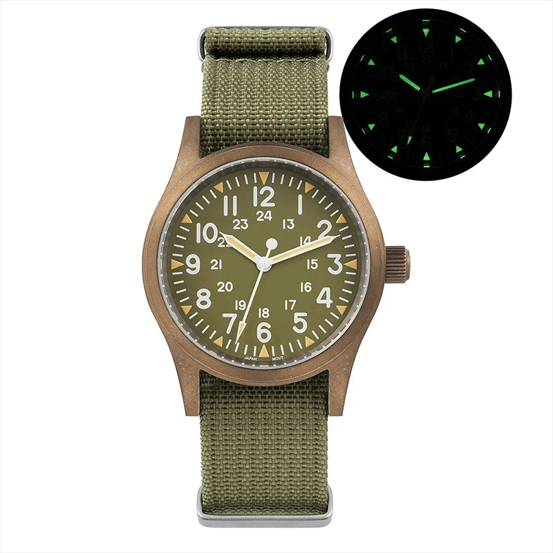 Militado ML05 Vintage Field Watch – 38mm, VH31 Sweep, Sapphire AR Crystal, Luminous