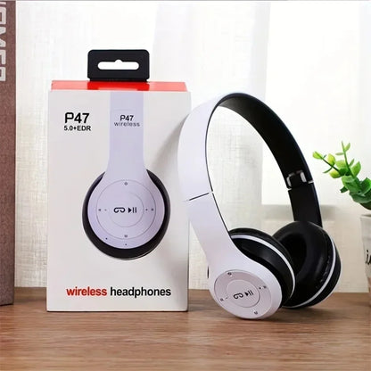 Wireless Bluetooth headset by R.E.D. Shopping with foldable design, head-mounted style, and wired or TF card connection options.