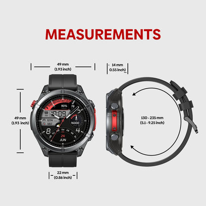 Ciberer Vertix Stratos 4 GPS Smart Watch – 1.43" AMOLED, Compass, Flashlight, 170+ Sports, 5ATM