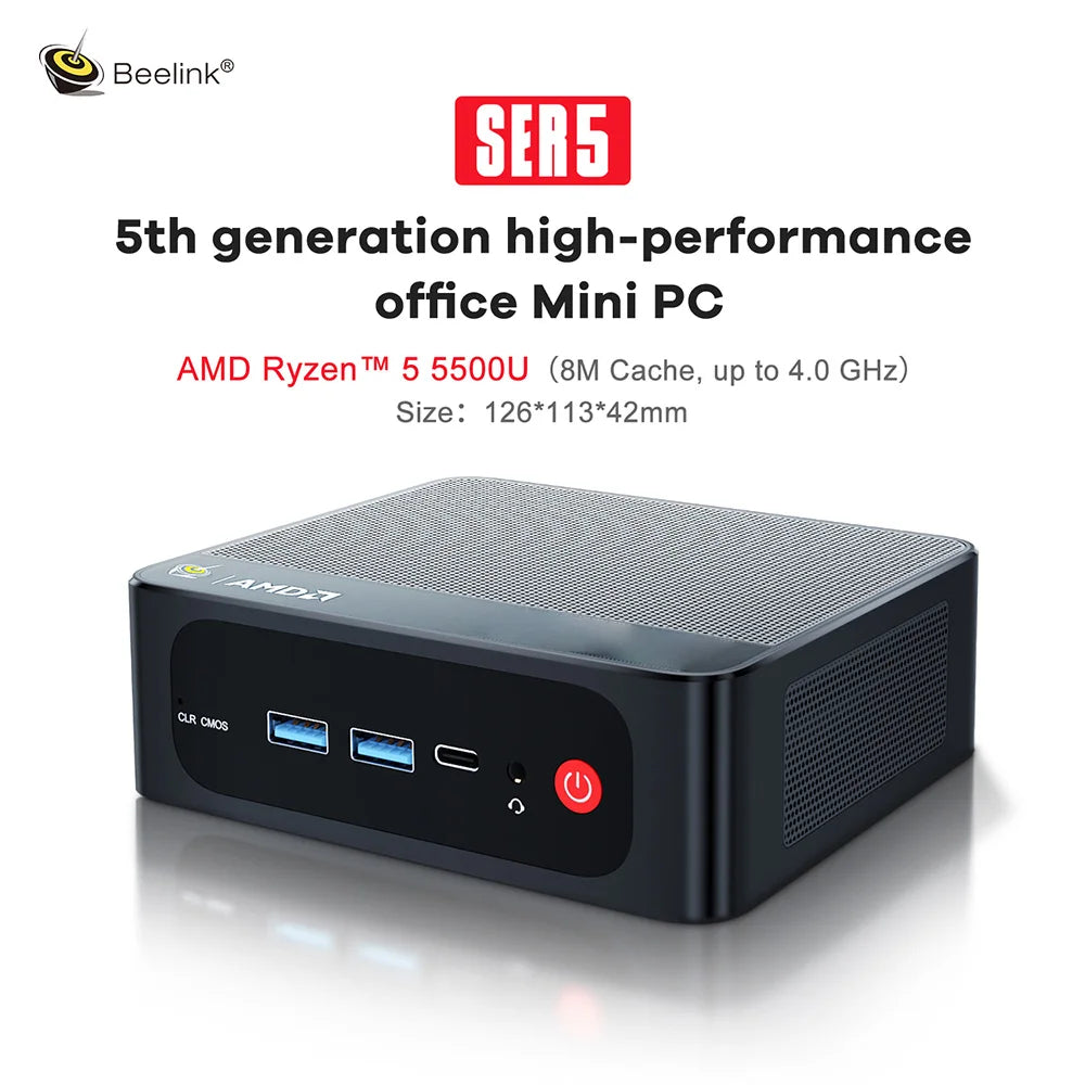 Beelink SER5 Max Mini PC – AMD Ryzen 7 6800U/7735HS, DDR5, WiFi 6, 2.5G LAN