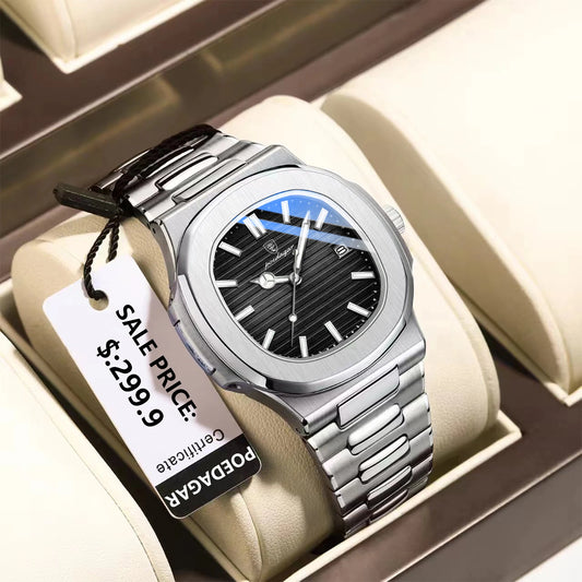 POEDAGAR Men's Luxury Sport Watch – Square Dial, Waterproof, Luminous, Date, Quartz