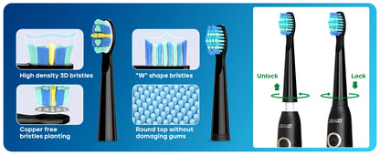 Seago SG-958 Fast Rechargeable Electric Toothbrush – Smart Auto, 8 Brush Heads, 5 Modes, IPX7 Waterproof