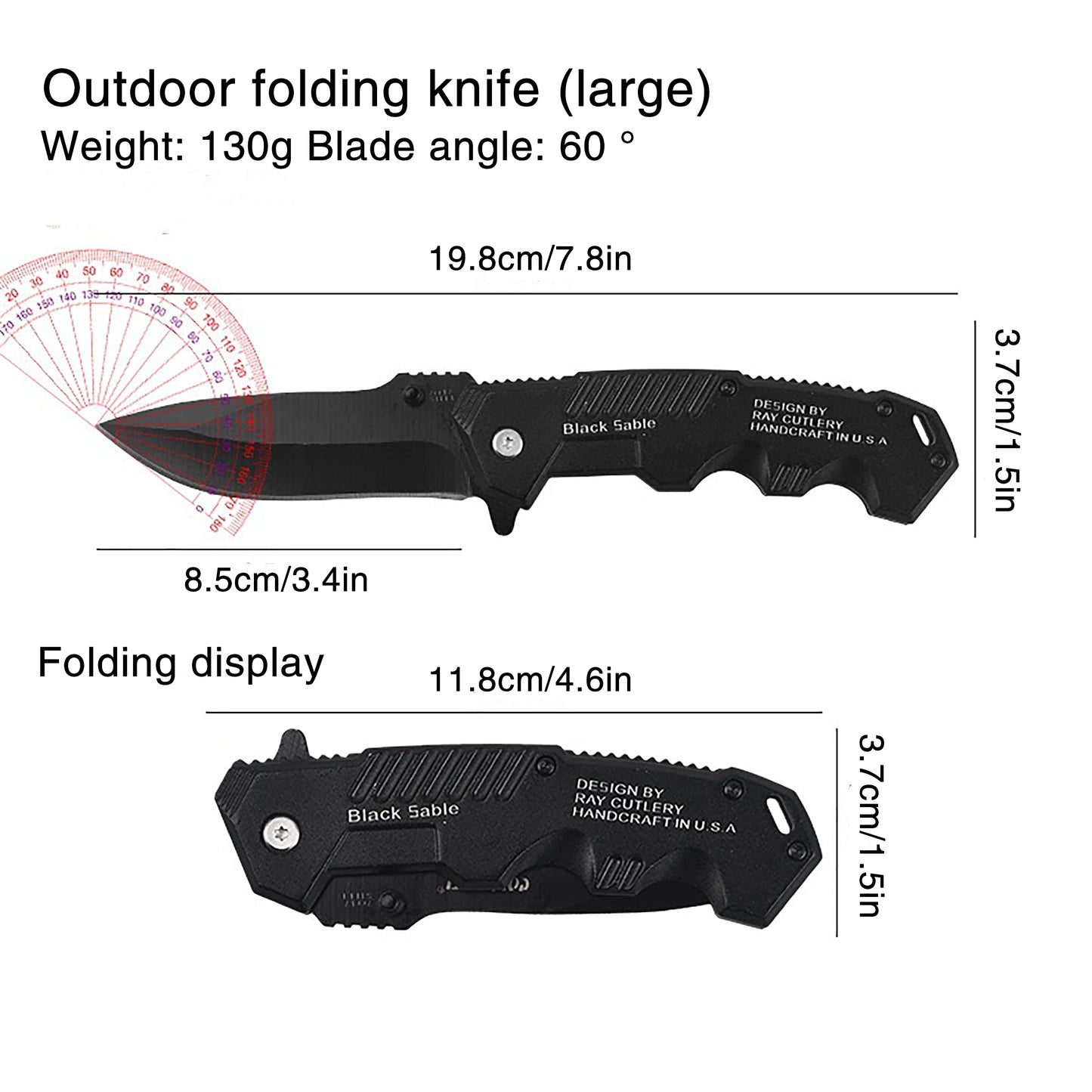 Stainless Steel Folding Pocket Knife with Clip – EDC Camping & Fishing Knife