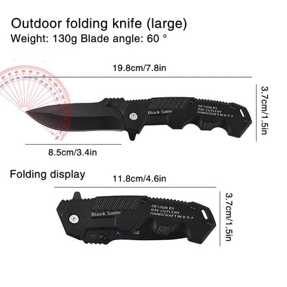 Stainless Steel Folding Pocket Knife with Clip – EDC Camping & Fishing Knife