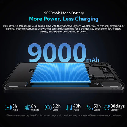 OSCAL Pad 100 Tablet – 12" 2K IPS, Android 15, Unisoc T615, 9000mAh, 4G LTE, 16MP