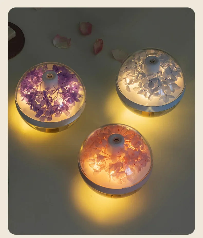 USB Rechargeable Air Humidifier 270ml — 800mAh Battery, Colour LED Light, Mist Maker, Flower Design