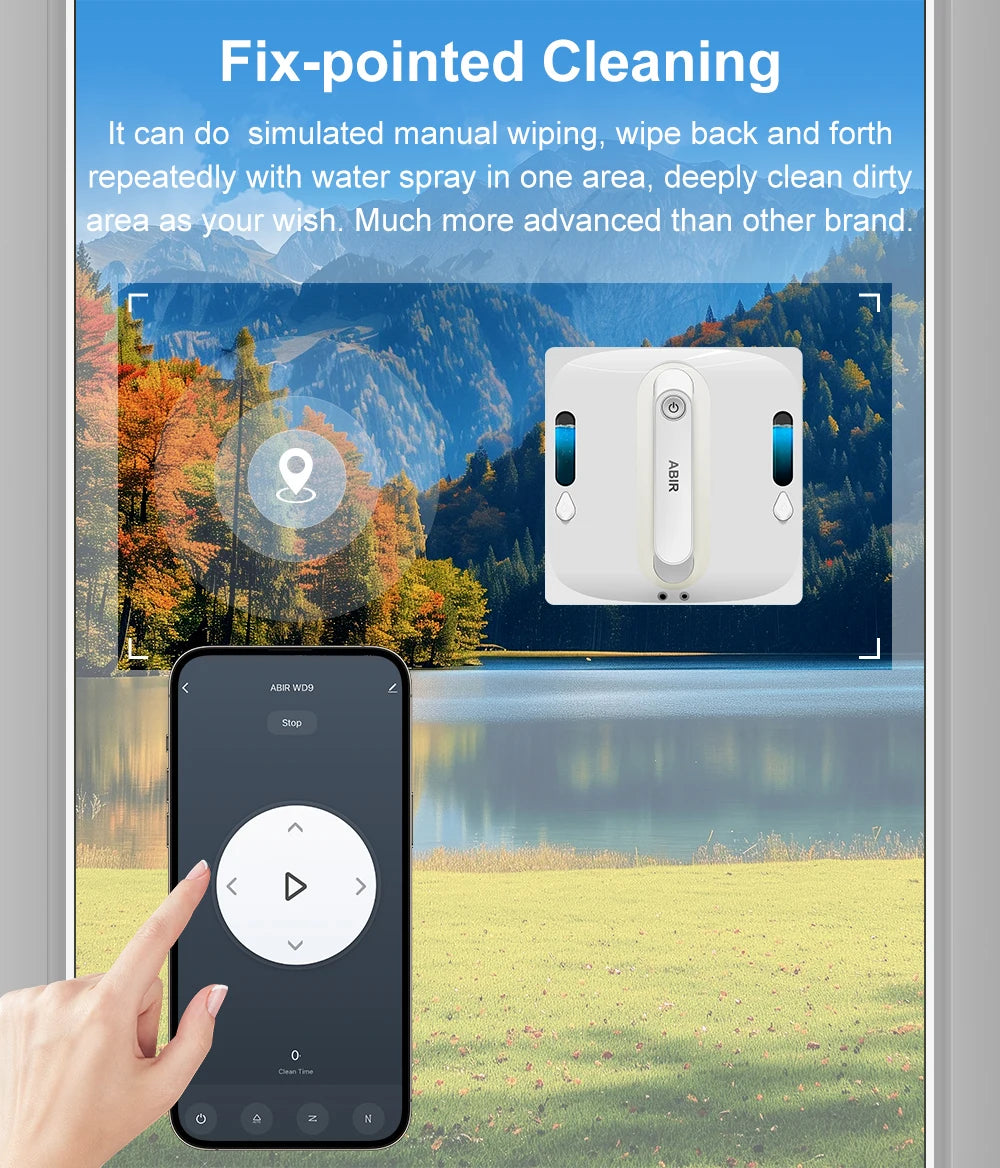 ABIR WD9 Robot Window Vacuum Cleaner – 9000Pa, 4-Way Water Spray, Laser Sensor, Wet & Dry