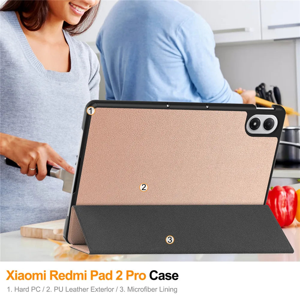 Smart Case for Xiaomi Redmi Pad 2 Pro 12.1" (2025) | Folding Flip Stand | Auto Sleep/Wake | Tablet Cover