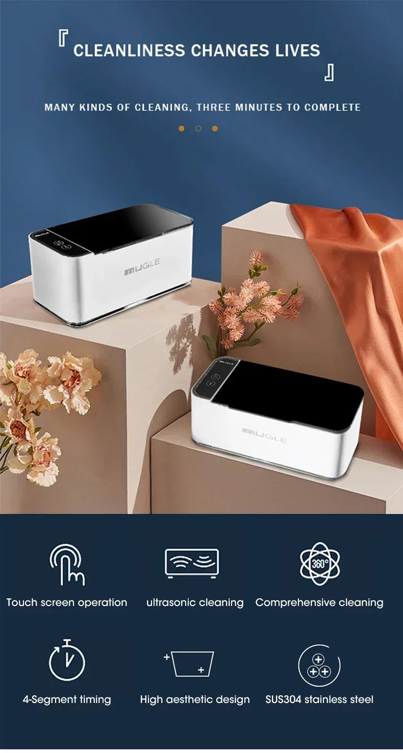 R.E.D. Shopping 500ML ultrasonic cleaning machine for jewelry, glasses, and watches, featuring a digital display and stainless steel tank.
