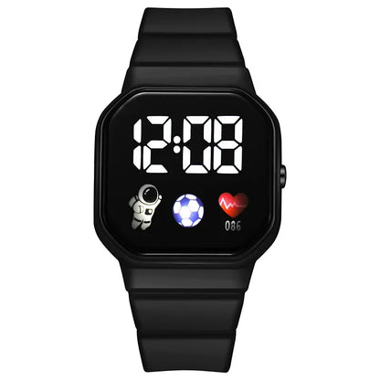 YIKAZE Kids LED Digital Watch – Silicone Strap, Cartoon Sport Wristwatch for Boys & Girls