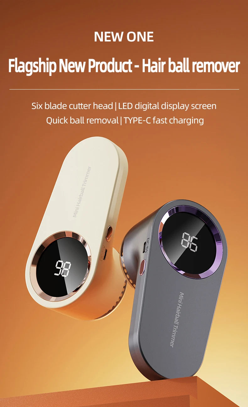 Electric Lint Remover — Smart LED Digital Display, USB Charging, Portable Fabric Hair Ball Trimmer
