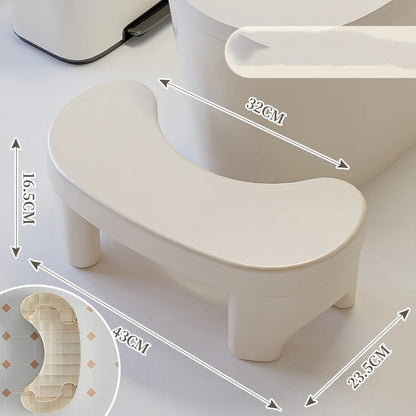 Plastic toilet footstool with non-slip pads, designed for children, thickened base, and bathroom use to promote proper posture.