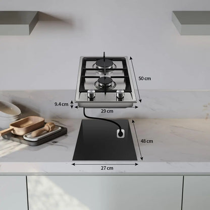 TopStrong 2-Burner Gas Hob | NG & LPG | Auto Flame Protection | Built-in | EU