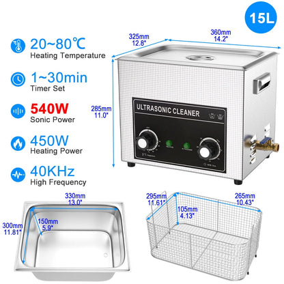 Ultrasonic Cleaner 1.3L–30L | 40KHz 220V EU Plug | Professional Ultrasound Bath