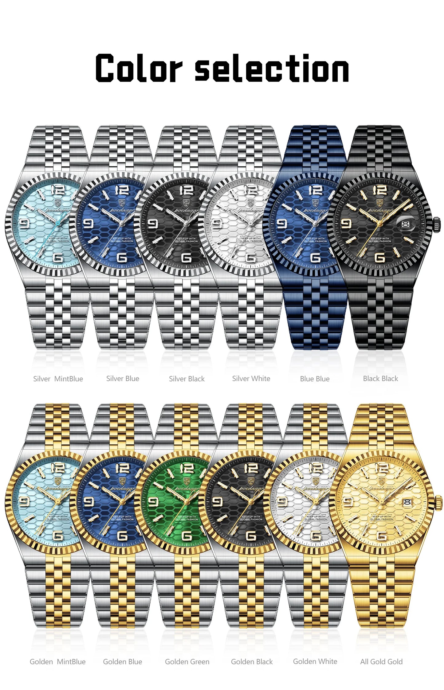 POEDAGAR Men's Luxury Watch – Stainless Steel, Waterproof, Luminous, Date Display, With Box