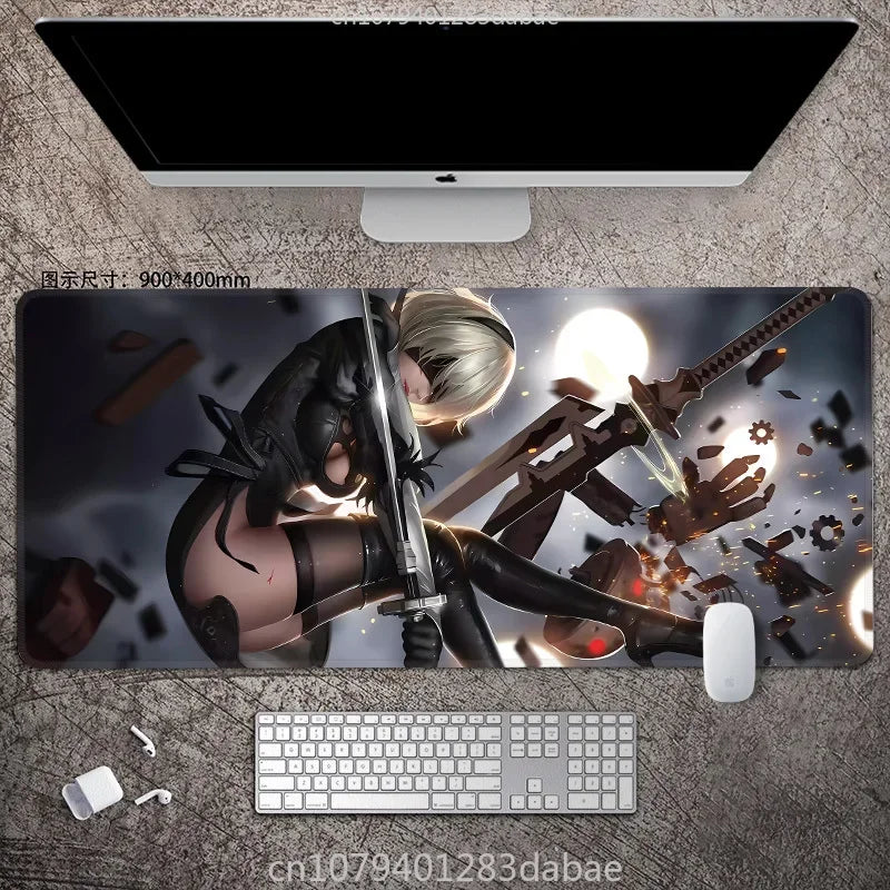 NieR Automata ARPG Leather Mouse Pad – Waterproof PU Leather, Keyboard Table Mat, E-Sports Gaming