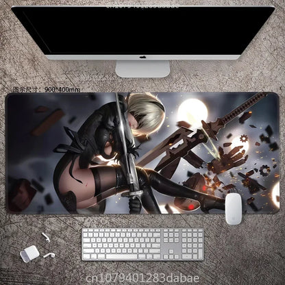 NieR Automata ARPG Leather Mouse Pad – Waterproof PU Leather, Keyboard Table Mat, E-Sports Gaming