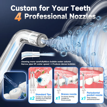Cordless Water Flosser | 4 Jet Tips | 4 Modes | 260ml | IPX7 Waterproof