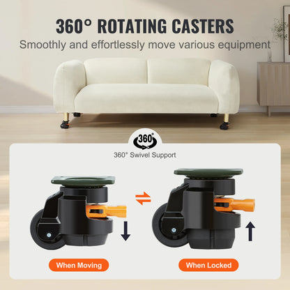 SucceBuy Leveling Caster Wheels – 4 Pcs Heavy Duty Swivel with Height Adjustment