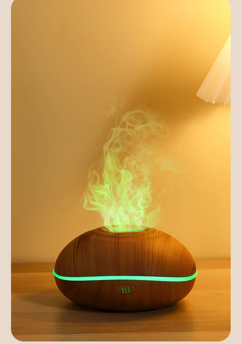 HLCOME Ultrasonic Aroma Diffuser – 200ml Wood Grain, 7 Color LED, Remote Control, Essential Oil Humidifier for Home & Bedroom