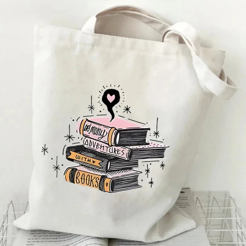 Just A Girl Who Loves Books Canvas Tote Bag - Vintage Rose Reusable Shopper for Book Lovers