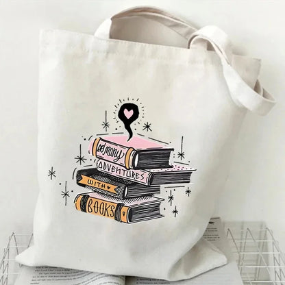 Just A Girl Who Loves Books Canvas Tote Bag - Vintage Rose Reusable Shopper for Book Lovers