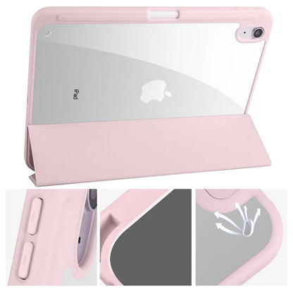iPad Case with Pen Holder – Trifold Acrylic Clear Back Cover for iPad 9.7–11"