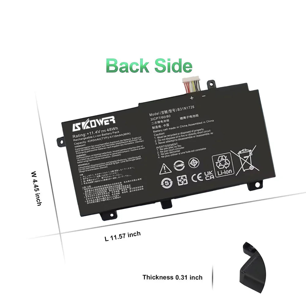 ASUS TUF FX504 / FX505 / ROG A15 / A17 Replacement Battery B31N1726 48Wh