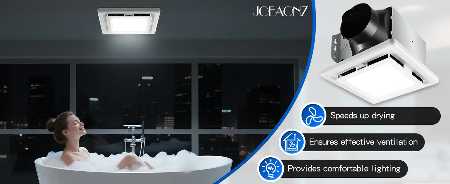 Bathroom Exhaust Fan with LED Light 110 CFM – 3 Color Temps, 1000LM, Ultra Quiet 2.5 Sones