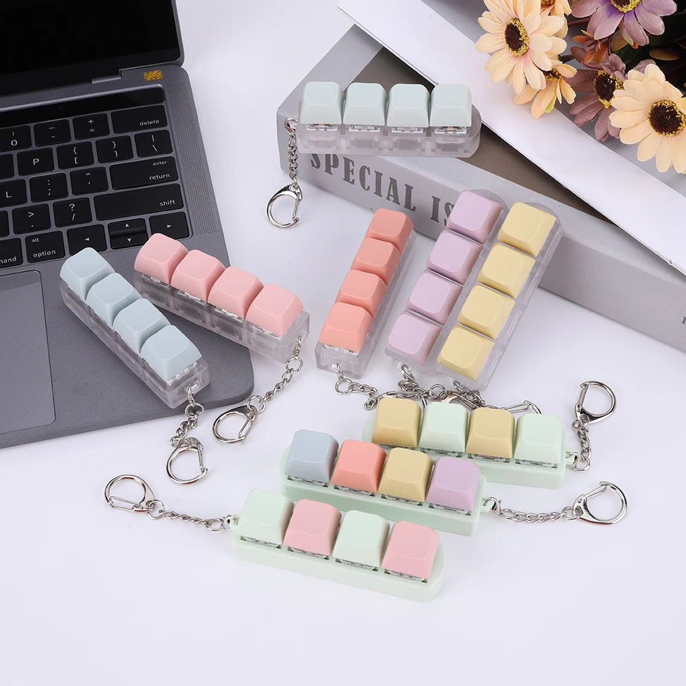 4-Key Mechanical Keyboard Switch Tester – DIY Keycaps, Fidget Toy, Stress Relief Keychain