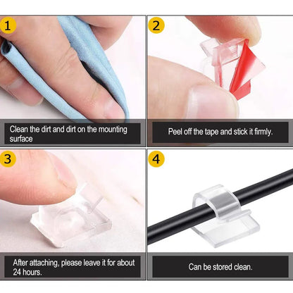 Cable Organizer Clips | Adhesive Wire Winder & USB Cable Management for Desk, Home & Office (10/20/50pcs)
