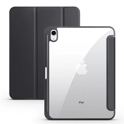 iPad Case with Pen Holder – Trifold Acrylic Clear Back Cover for iPad 9.7–11"