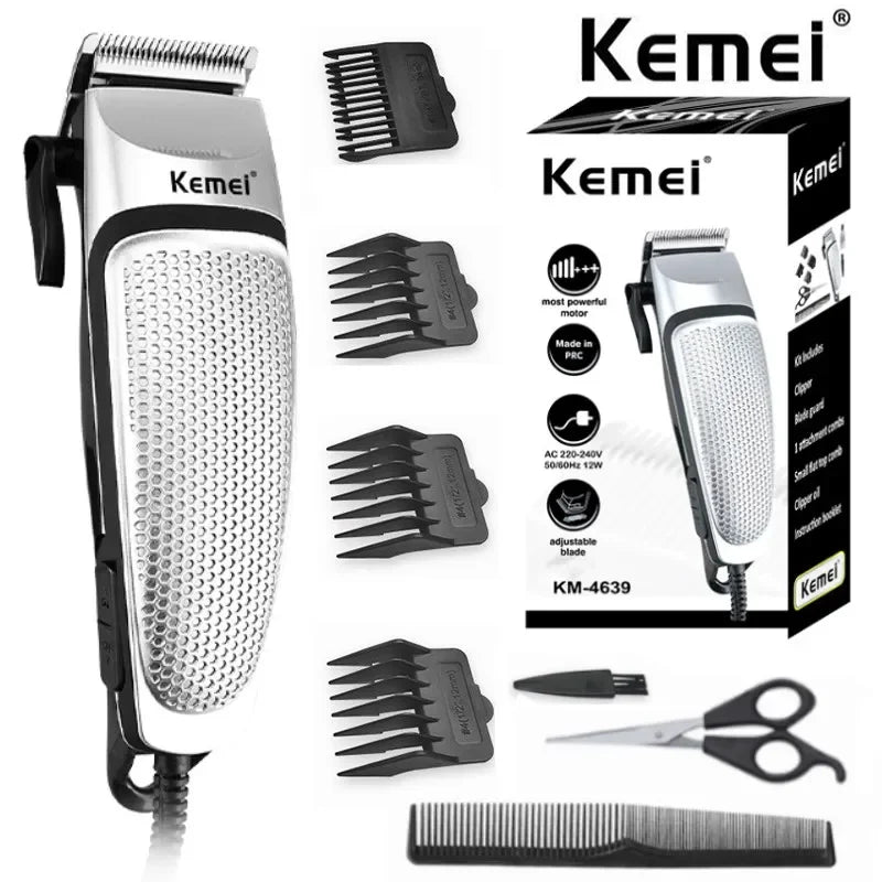 Kemei KM-4639 Professional Electric Hair Clipper – Low Noise Beard Trimmer & Haircut Tool