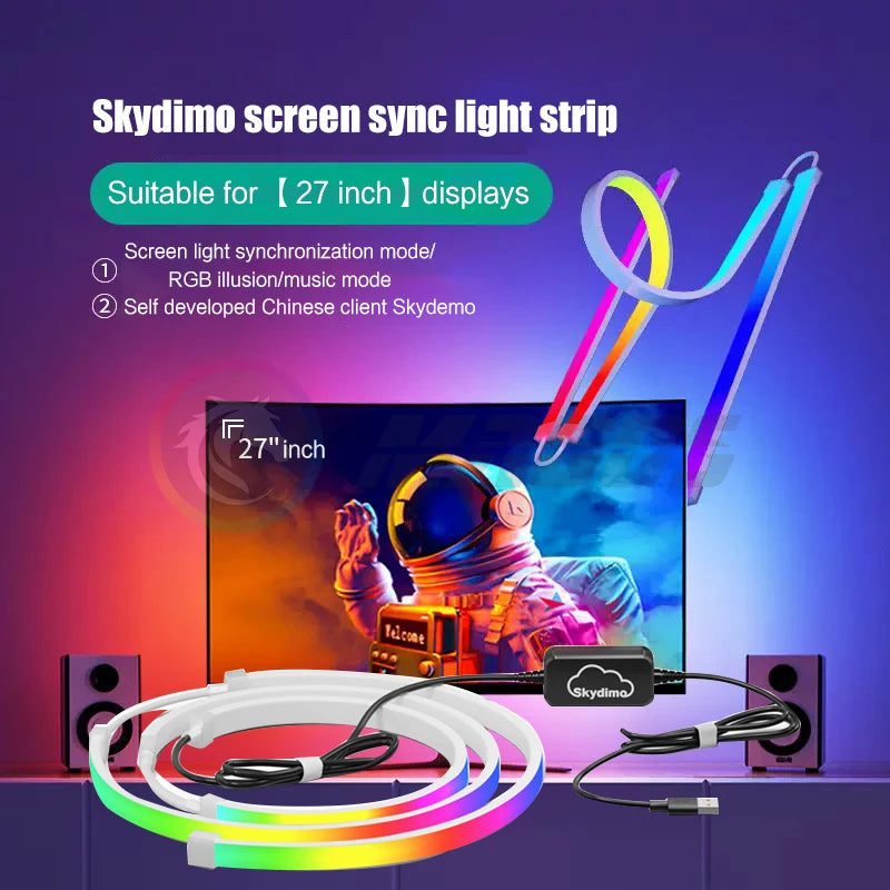 Skydimo Ambilight RGB LED Strip for PC Monitor – AURA USB 5V Software Control (24"/27"/32"/34")