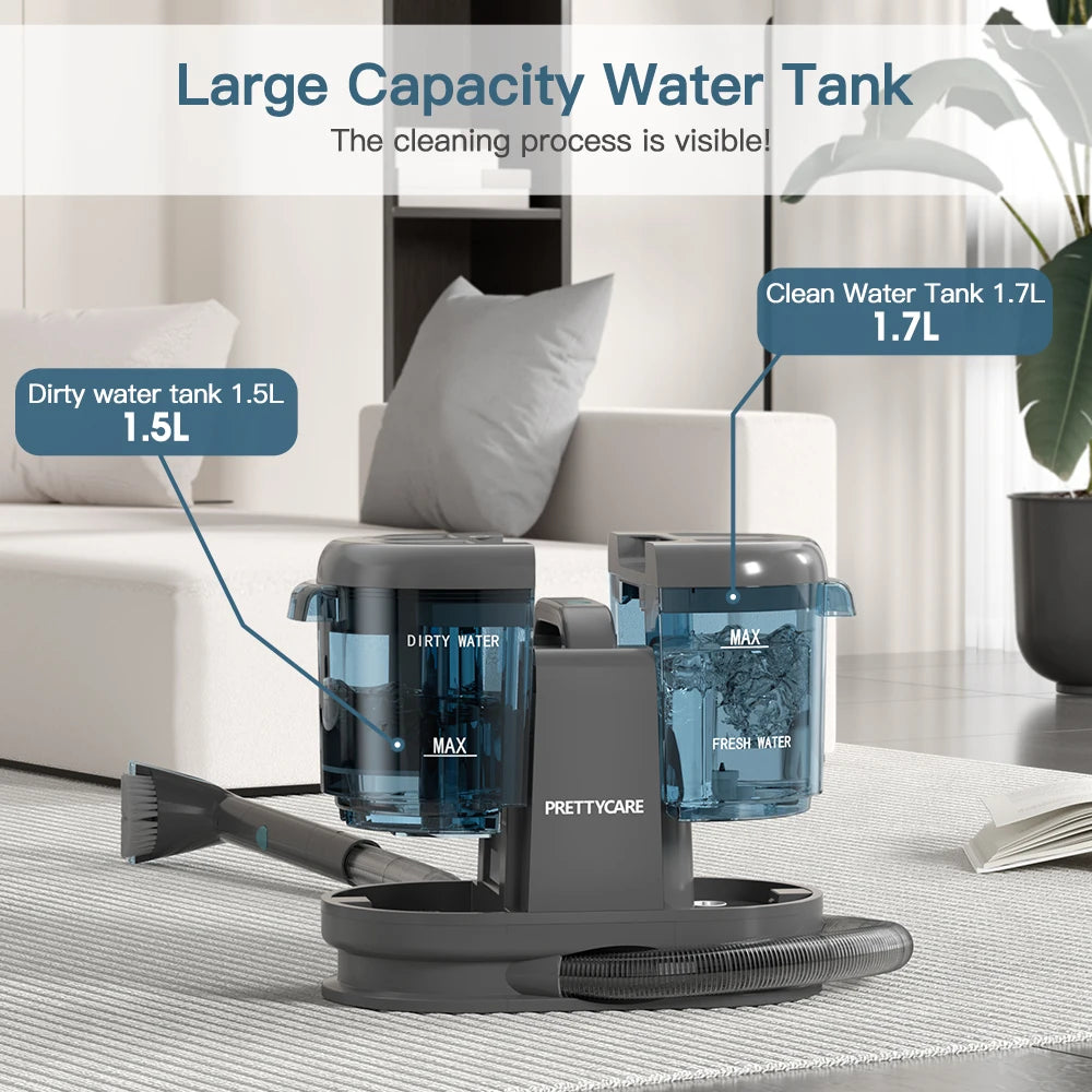 PrettyCare PC808 Cordless Carpet & Spot Vacuum Cleaner – 1.4m Hose, Wet Sprayer for Sofa & Car